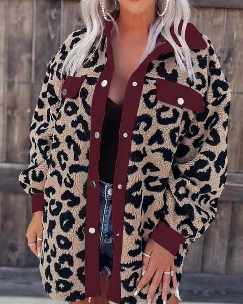 Women's Leopard Print Fur Coat