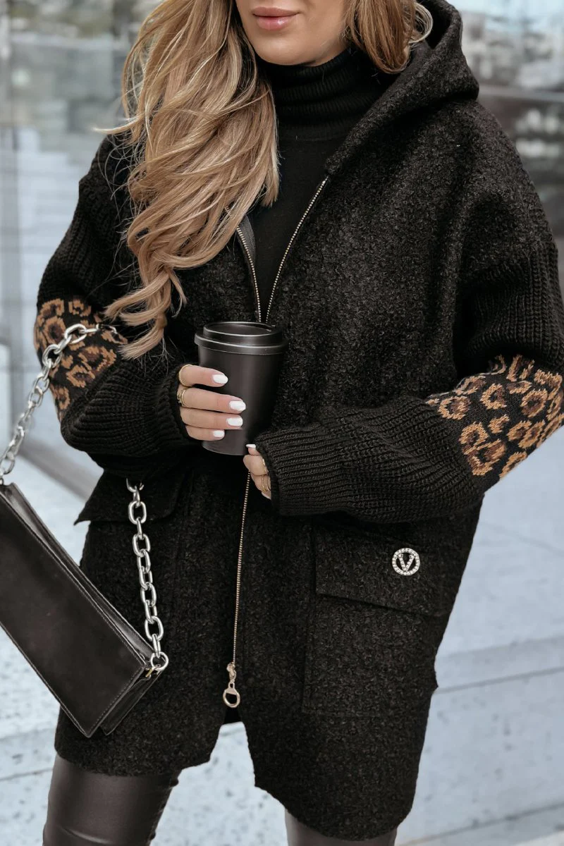 Women's Printed Sleeves Winter Hooded Coat